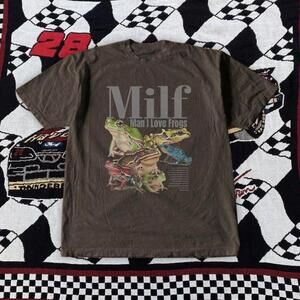 Milf Man I Love Frogs Tee - Brown Graphic Shirt